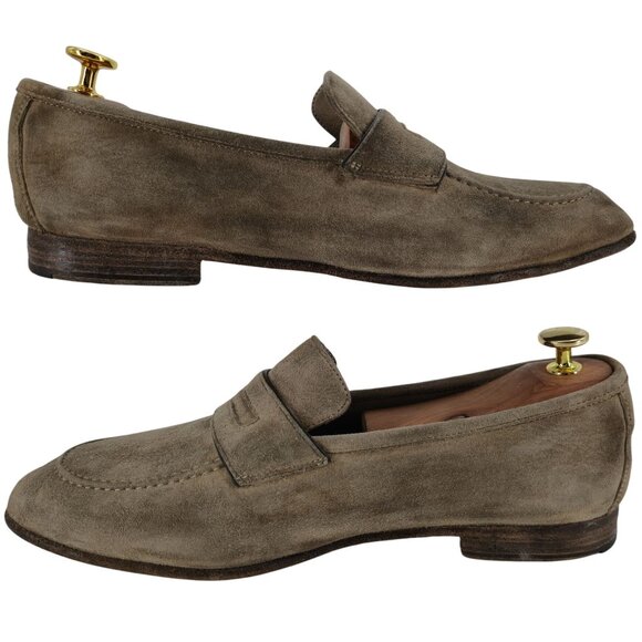 Andrea Ventura Firenze Mens 8.5D Tan Soft Suede Dress Shoes Penny Loafers Italy main image 11